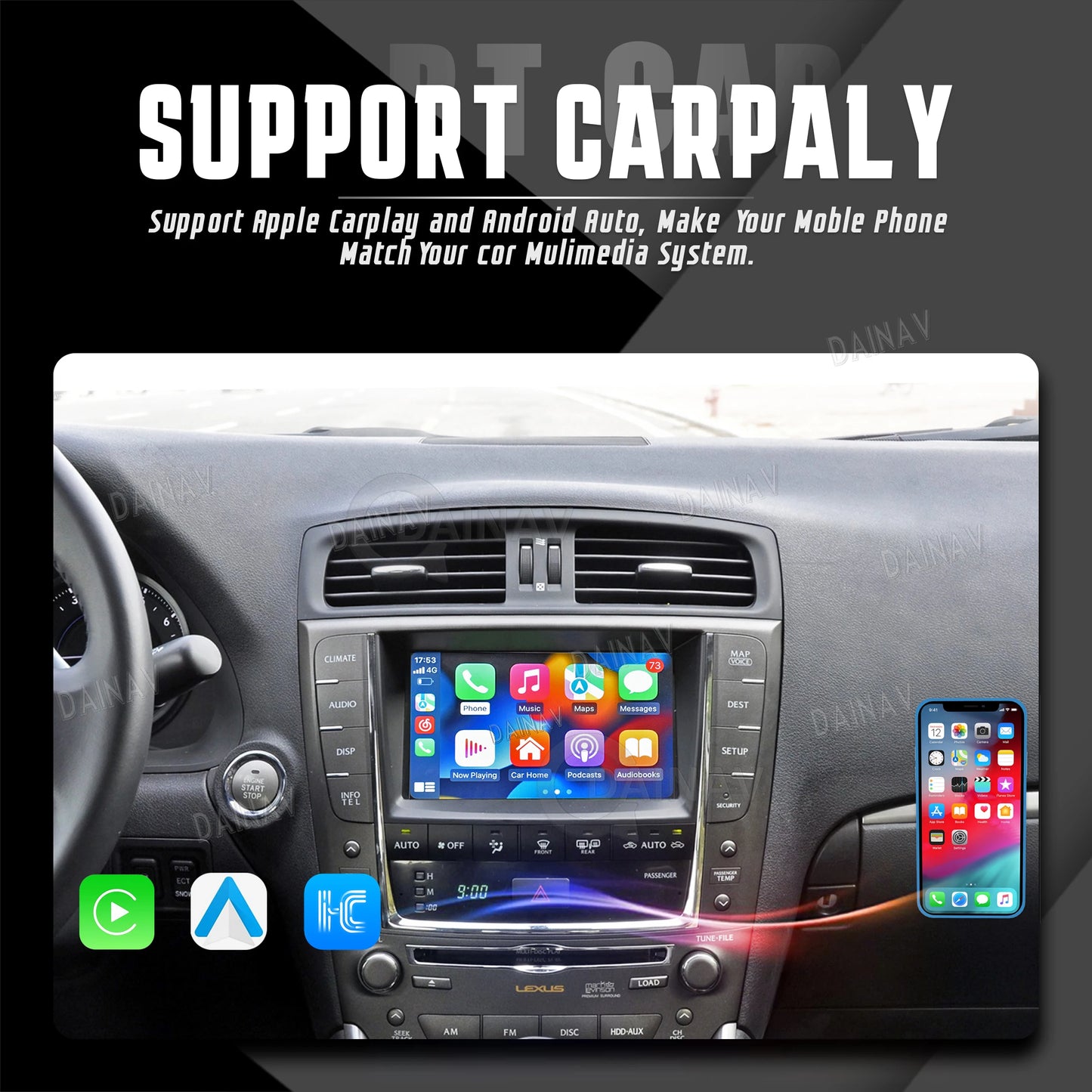 Linux Box 200-2013 Lexus IS 250/350/F Wireless Apple CarPlay Android Module